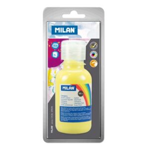 milan botella de tempera 125 ml tapon dosificador secado rapido mezclable color amarillo limon