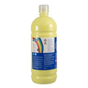 milan botella de tempera 1000ml tapon dosificador secado rapido mezclable color amarillo limon