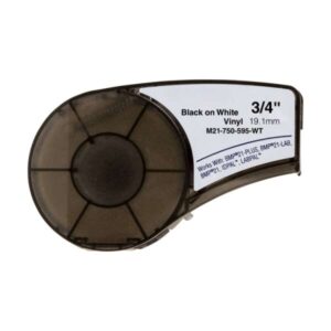 brady m21 750 595 wt cinta de etiquetas genericas de vinilo texto negro sobre fondo blanco ancho 19.1mm x 6.4 metros 750 etiquetas