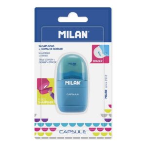milan capsule afilaborras sacapuntas y goma de borrar cuchilla de acero al carbono para todo tipo de lapices cuchilla de seguridad colores surtidos
