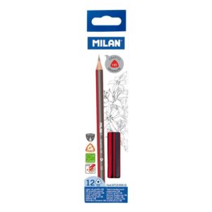 milan pack de 12 lapices de grafito triangulares mina hb de 2.2mm resistente a la rotura para escritura y dibujo
