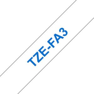 brother tzefa3 cinta textil generica de etiquetas texto azul sobre fondo blanco ancho 12mm x 3 metros