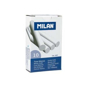 milan pack de 10 tizas redondas no contienen caseina color blanco