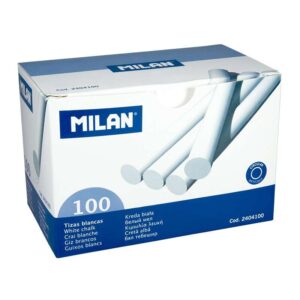 milan pack de 100 tizas redonda no contiene caseina color blanco