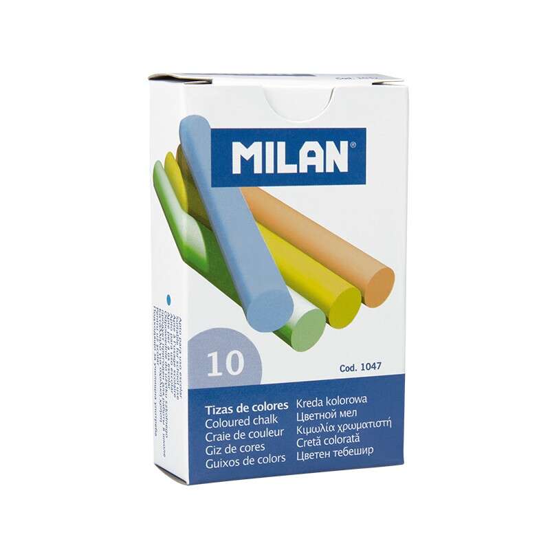 milan pack de 10 tizas de colores redondas no contienen caseina colores surtidos