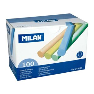 milan pack de 100 tizas redondas no contienen caseina colores surtidos