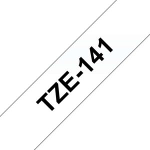 brother tze141 cinta laminada generica de etiquetas texto negro sobre fondo transparente ancho 18mm x 8 metros