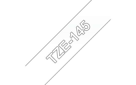 brother tze145 cinta laminada generica de etiquetas texto blanco sobre fondo transparente ancho 18mm x 8 metros