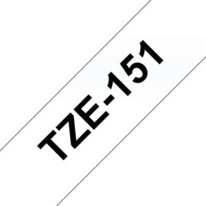 brother tze151 cinta laminada generica de etiquetas texto negro sobre fondo transparente ancho 24mm x 8 metros