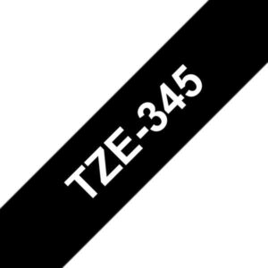 brother tze345 cinta laminada generica de etiquetas texto blanco sobre fondo negro ancho 18mm x 8 metros