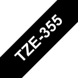 brother tze355 cinta laminada generica de etiquetas texto blanco sobre fondo negro ancho 24mm x 8 metros