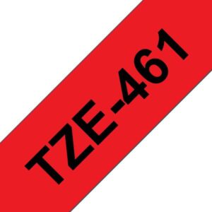 brother tze461 cinta laminada generica de etiquetas texto negro sobre fondo rojo ancho 36mm x 8 metros