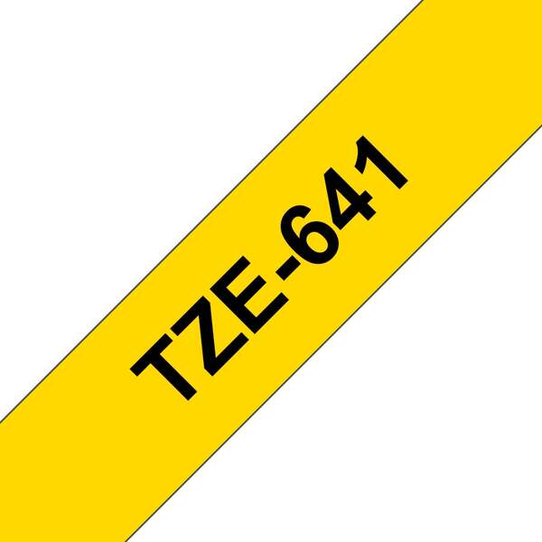 brother tze641 cinta laminada generica de etiquetas texto negro sobre fondo amarillo ancho 18mm x 8 metros