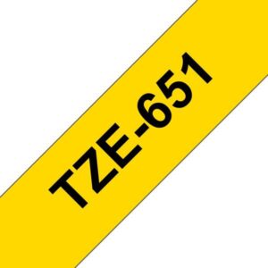 brother tze651 cinta laminada generica de etiquetas texto negro sobre fondo amarillo ancho 24mm x 8 metros