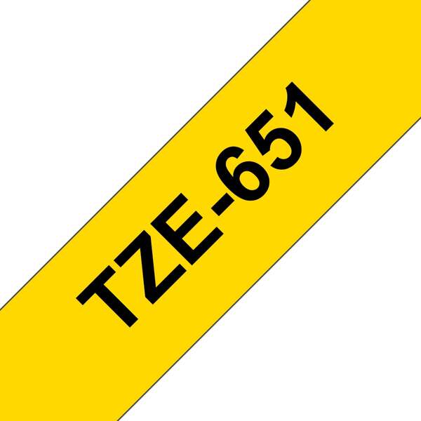brother tze651 cinta laminada generica de etiquetas texto negro sobre fondo amarillo ancho 24mm x 8 metros