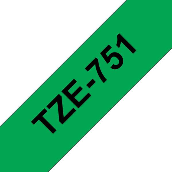 brother tze751 cinta laminada generica de etiquetas texto negro sobre fondo verde ancho 24mm x 8 metros