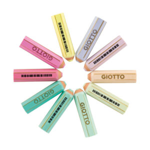 giotto happy gomma goma de borrar forma de lapiz para borrar grafito 10 colores pastel