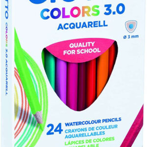 giotto colors acquarell 3.0 pack de 24 lapices triangulares de colores acuarelables mina 3 mm madera colores surtidos