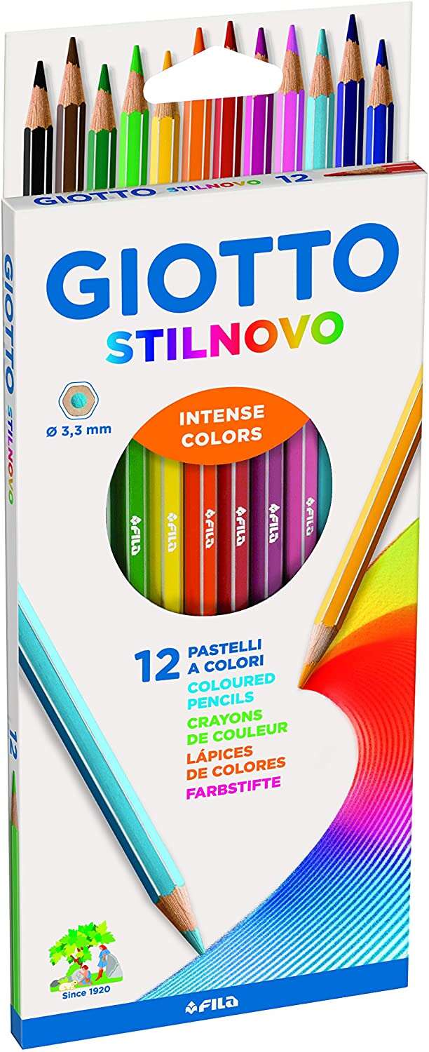 giotto stilnovo pack de 12 lapices hexagonales de colores mina 3.3mm madera colores surtidos