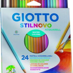 giotto stilnovo acquarell pack de 24 lapices de colores acuarelables hexagonales mina 3.3 mm madera colores surtidos