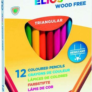giotto elios wood free pack de 12 lapices triangulares de colores sin madera mina 3.3 mm colores surtidos