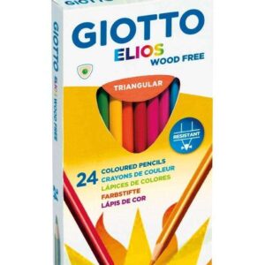 giotto elios giant wood free pack de 24 lapices triangulares de colores sin madera mina 5 mm colores surtidos
