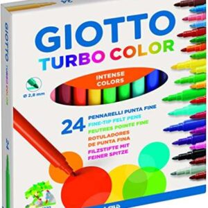 giotto turbo color pack de 24 rotuladores punta fina 2.8 mm. tinta al agua lavable colores surtidos