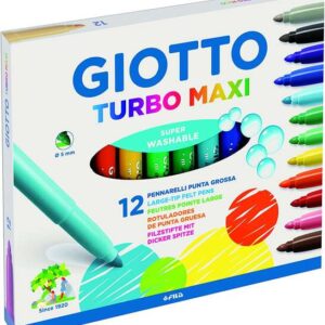giotto turbo maxi pack de 12 rotuladores punta gruesa 5mm tinta al agua lavable colores surtidos