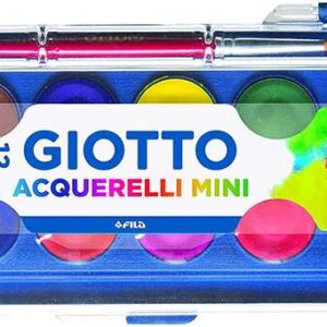 giotto pack de 12 acuarelas mini 23mm. colores luminosos evita la dispersion del agua