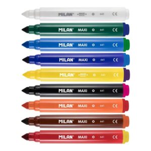 milan maxi magic pack de 8 rotuladores de colores + 2 rotuladores magicos punta conica 7.5mm tinta al agua lavable colores surtidos