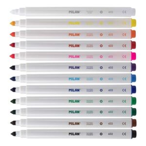 milan pack de 11 rotuladores borrables + 1 rotulador borrador punta conica 5mm tinta al agua lavable colores surtidos