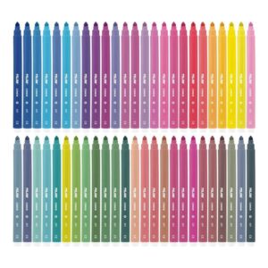 milan pack de 50 rotuladores punta conica 5mm tinta al agua lavable colores surtidos