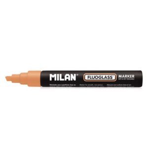 milan fluoglass rotulador superficies lisas punta biselada trazo de 2 4mm tinta al agua borrado facil color naranja