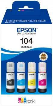 epson 104 pack de 4 botellas de tinta originales c13t00p640