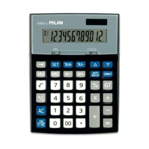 milan calculadoras 12 digitos 3 teclas de memoria funcion impuestos calculo de margenes tecla rectificacion entrada de datos color negro