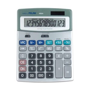 milan calculadoras de 14 digitos 3 teclas de memoria funcion impuestos calculo de margenes color gris