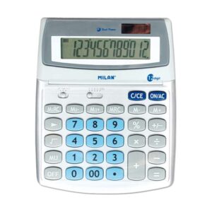 milan calculadora de 12 digitos grande pantalla inclinable 3 teclas de memoria calculo de margenes memoria doble color blanco