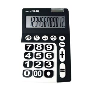milan calculadora de 12 digitos extra grande tecla de rectificacion de entrada de datos color negro y blanco