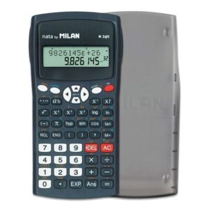milan m240 calculadora cientifica 10+2 digitos pantalla de 2 lineas 240 funciones integradas incluyendo 124 cientificas carcasa protectora color negro/blanco/rojo