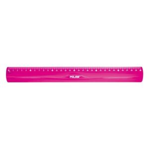 milan regla flexible y resistente longitud 30cm color rosa translucido