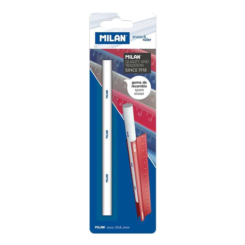 milan goma de recambio para eraser & ruler plastico suave no abrasiva no daña el papel color blanco