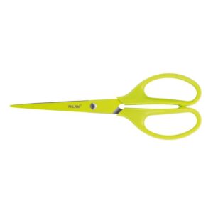 milan tijeras oficina acid con cuchilla de acero inoxidable mango de plastico simetrico longitud 17cm color amarillo