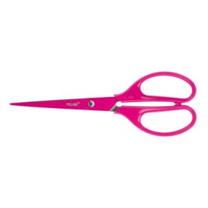 milan tijeras oficina acid con cuchilla de acero inoxidable mango de plastico simetrico longitud 17cm color rosa