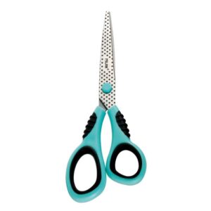 milan dots & buttons tijeras oficina con cuchilla de acero inoxidable mango de plastico turquesa ergonomico longitud 20,5cm color azul