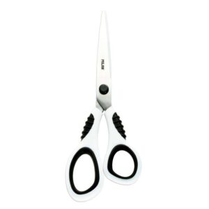 milan tijeras oficina con cuchilla de acero inoxidable mango de plastico blanco ergonomico longitud 20,5cm color blanco