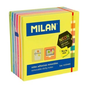 milan bloc de 400 notas adhesivas neon removibles 76mm x 76mm colores surtidos