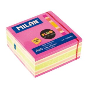 milan bloc de 400 notas adhesivas fluo removibles 76mm x 76mm colores surtidos