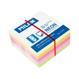 milan bloc de 250 notas adhesivas neon mini removibles medidas 50mm x 50mm colores surtidos
