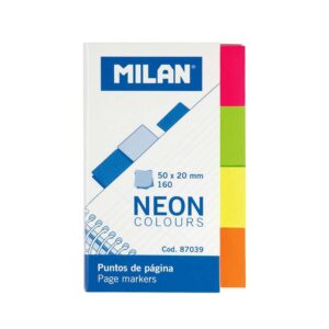 milan bloc de 160 puntos de pagina neon removibles medidas 50mm x 20mm colores surtidos