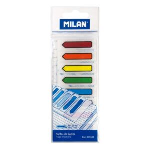 milan bloc de 120 marcadores de pagina plastico incluye regla colores transparentes surtidos medidas 13mm x 5,9mm colores surtidos